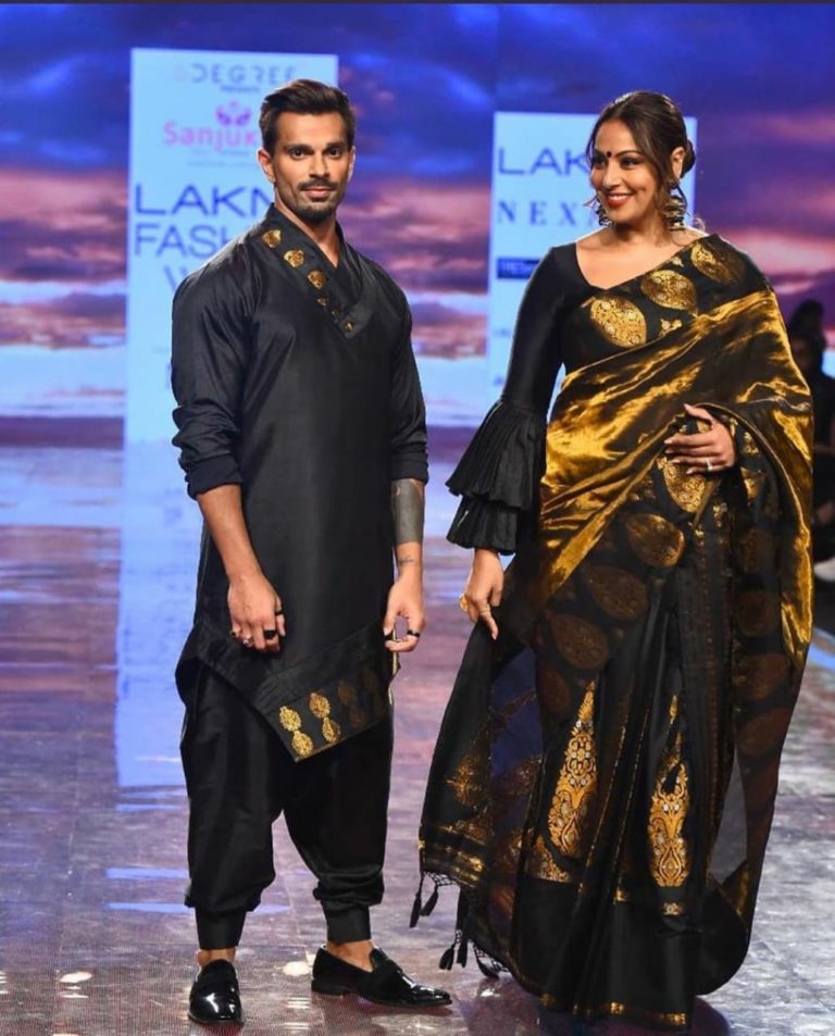 Mumbai: Mumbai Actress Bipasha Basu walks the ramp with husband Karan singh Grover at Lakme Fashion Week