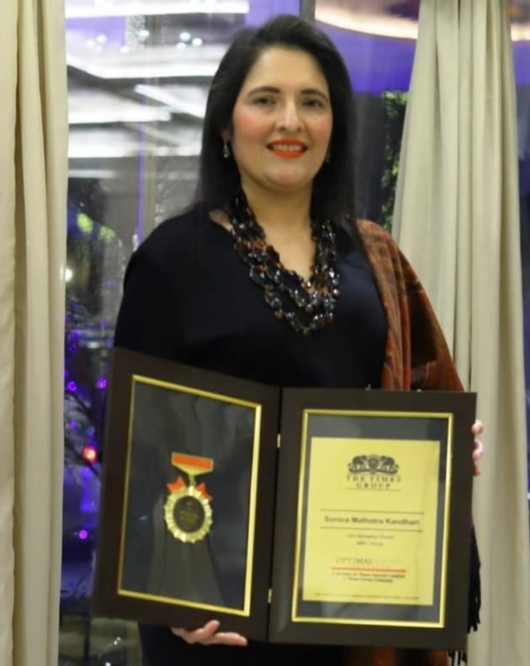 MBD Group Jt.MD Sonica Malhotra honoured with “Times Power Icon” 2021 Award.