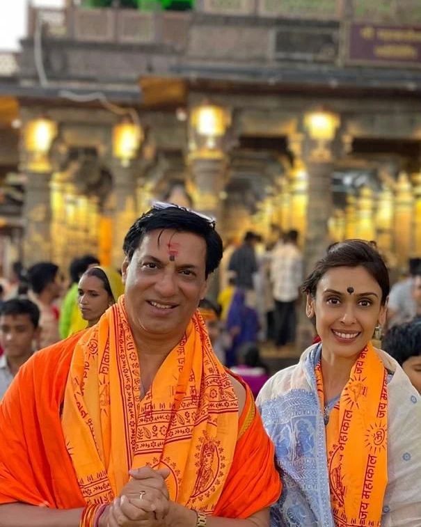 Actress Hrishita Bhatt along director Madhur Bhandarkar spotted at Mahakal Temple,Indore