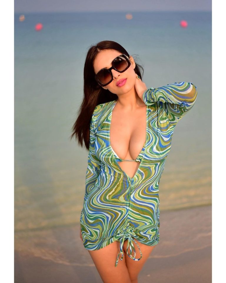 Model Neha Malik blows up social media in her bold skimpy beach wear