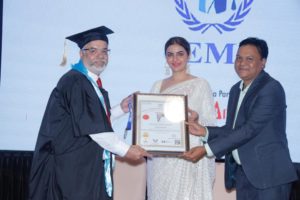 Receiving the Doctorate from Actress / Blogger Miss #iamdeeptisadhwani & delegate / Faculty from IEMS.